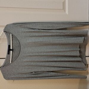 White House Black Market Gray Fitted Long Sleeve T-shirt